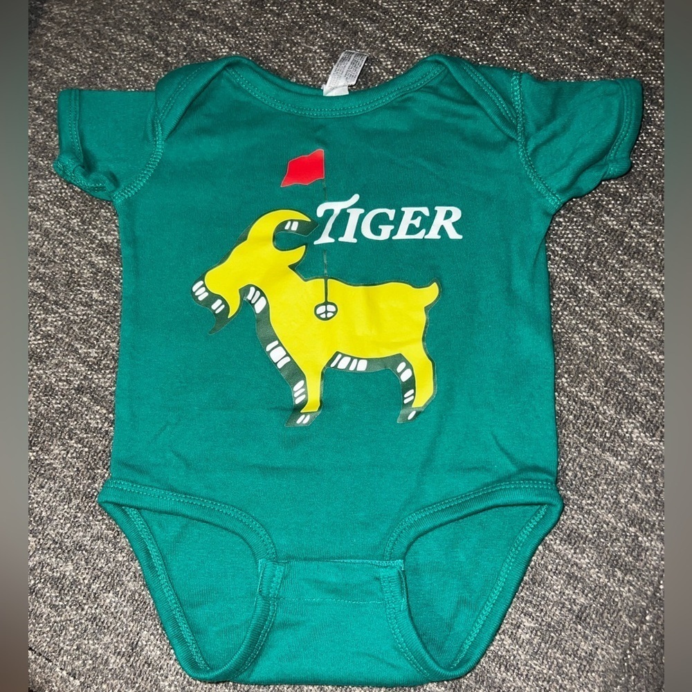 Tiger Woods Goat Masters Augusta Golf Green 12mo Handmade Body Suit